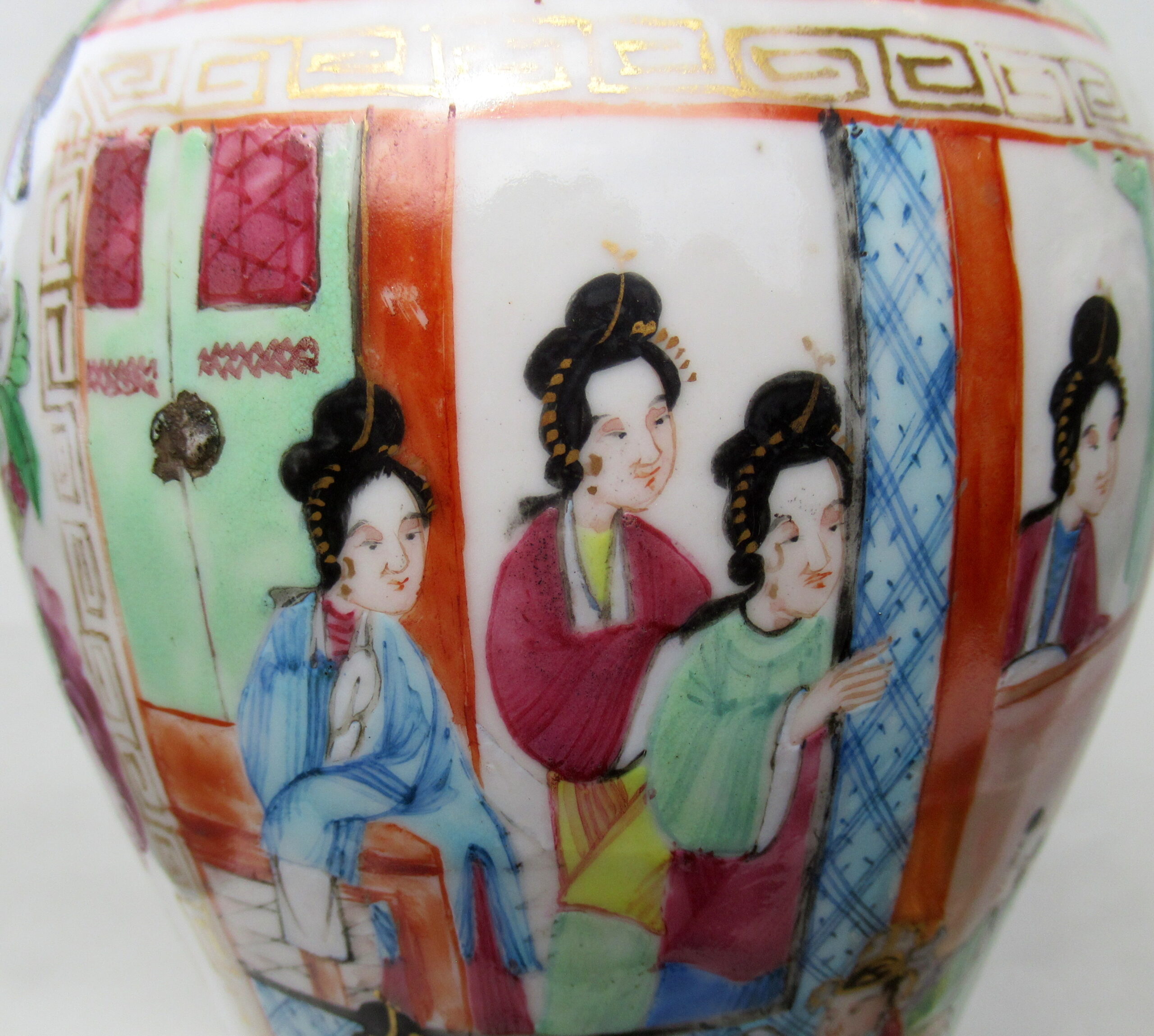 458. Stunning Pair Cantonese Hand Painted Table Lamps 19thCt - Image 5