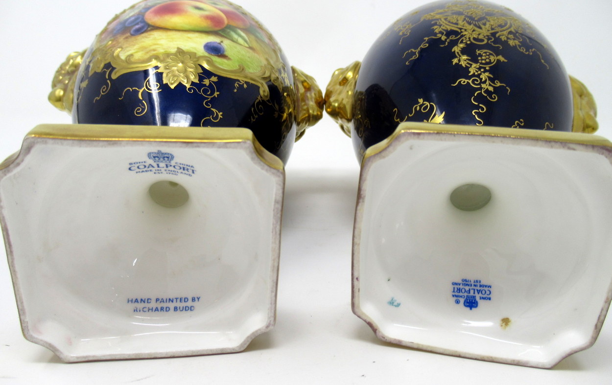670. Fine Pair Coalport Urns Hand Painted Signed Richard Budd. E. Robinson 20thCt - Image 8
