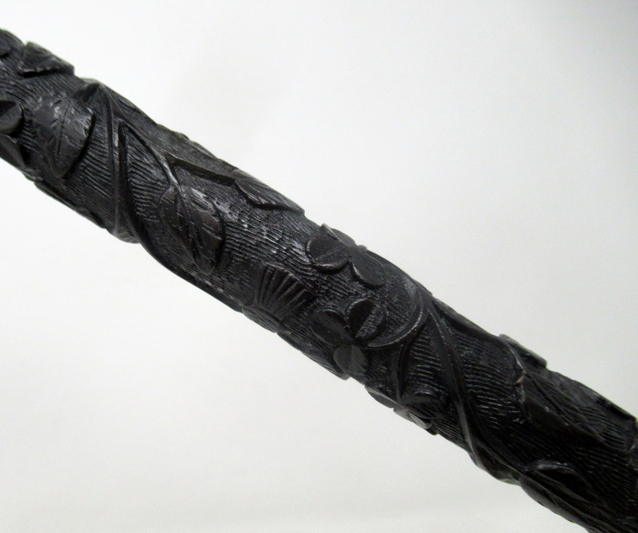 853. Antique Vintage Irish Bog Oak Wooden Walking Cane Swagger Stick Sterling Silver - Image 11