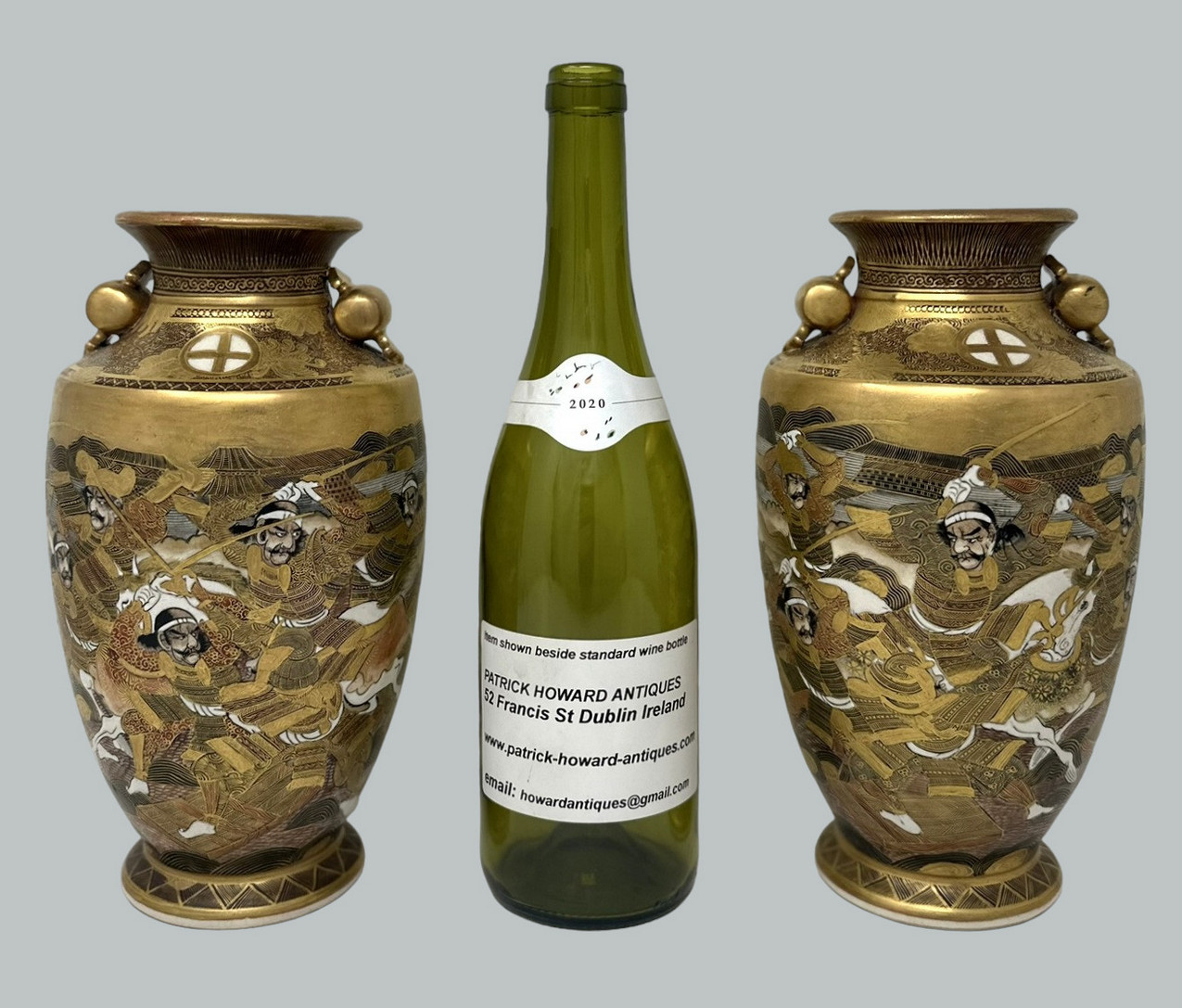 563. Antique Pair Japanese Satsuma Hand Painted Vase Urns Meiji Period 1868-1912 - Image 13