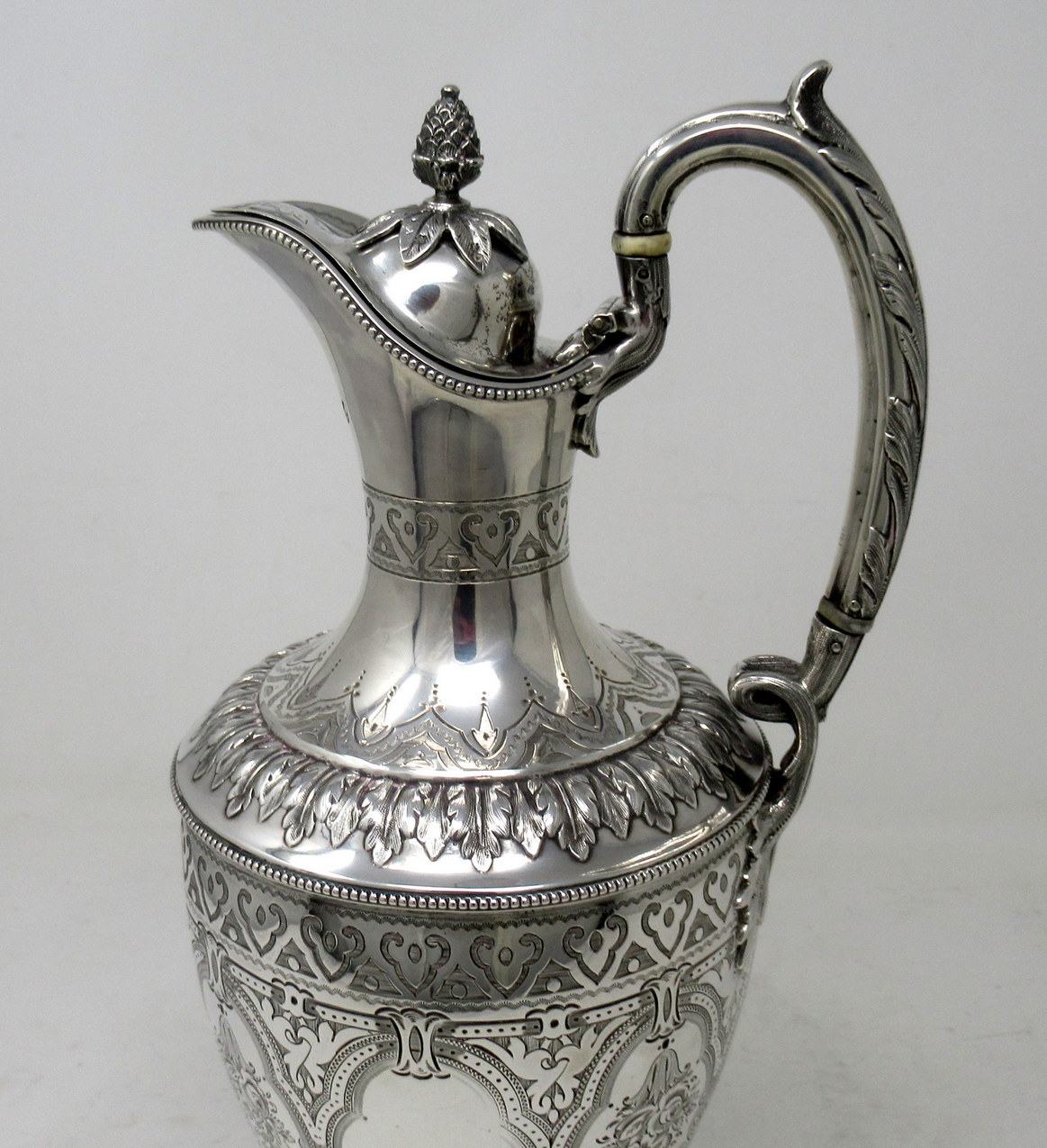 865. Antique Victorian English Sterling Silver Gilt Wine Ewer Claret Jug Pitcher 1872 - Image 8