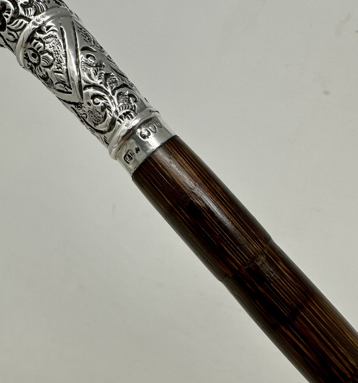 409. Antique Vintage Partridge Wood Wooden Ladys Walking Stick Sterling Silver 1891 - Image 8