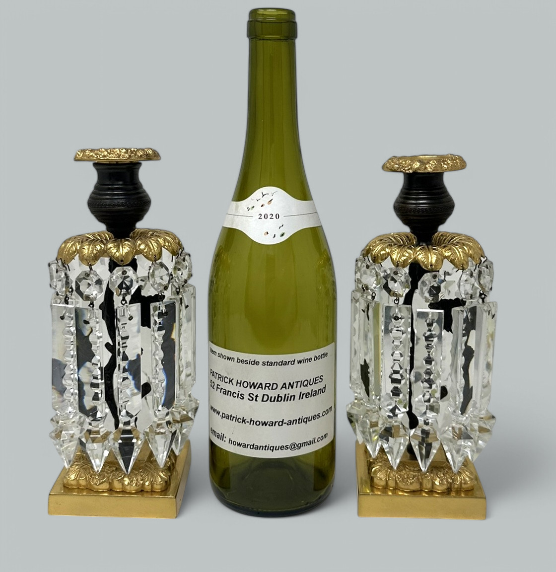 197. Pair English Regency Ormolu Bronze Crystal Lusters Candlesticks Candelabra 19Ct - Image 10