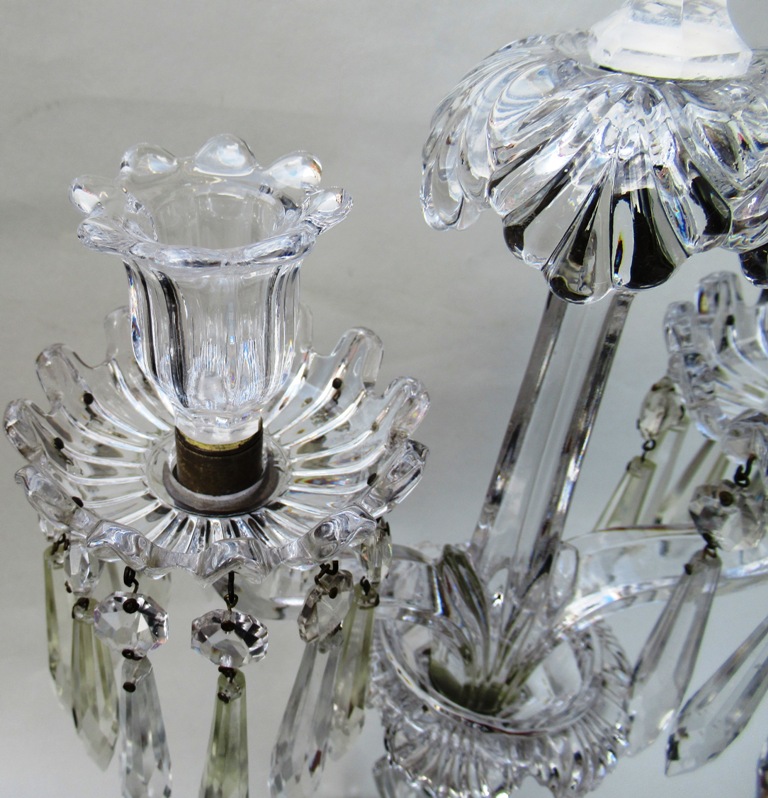 381. Fine Pair French Baccarat Full Led Crystal Candelabra 19thCt - Image 7