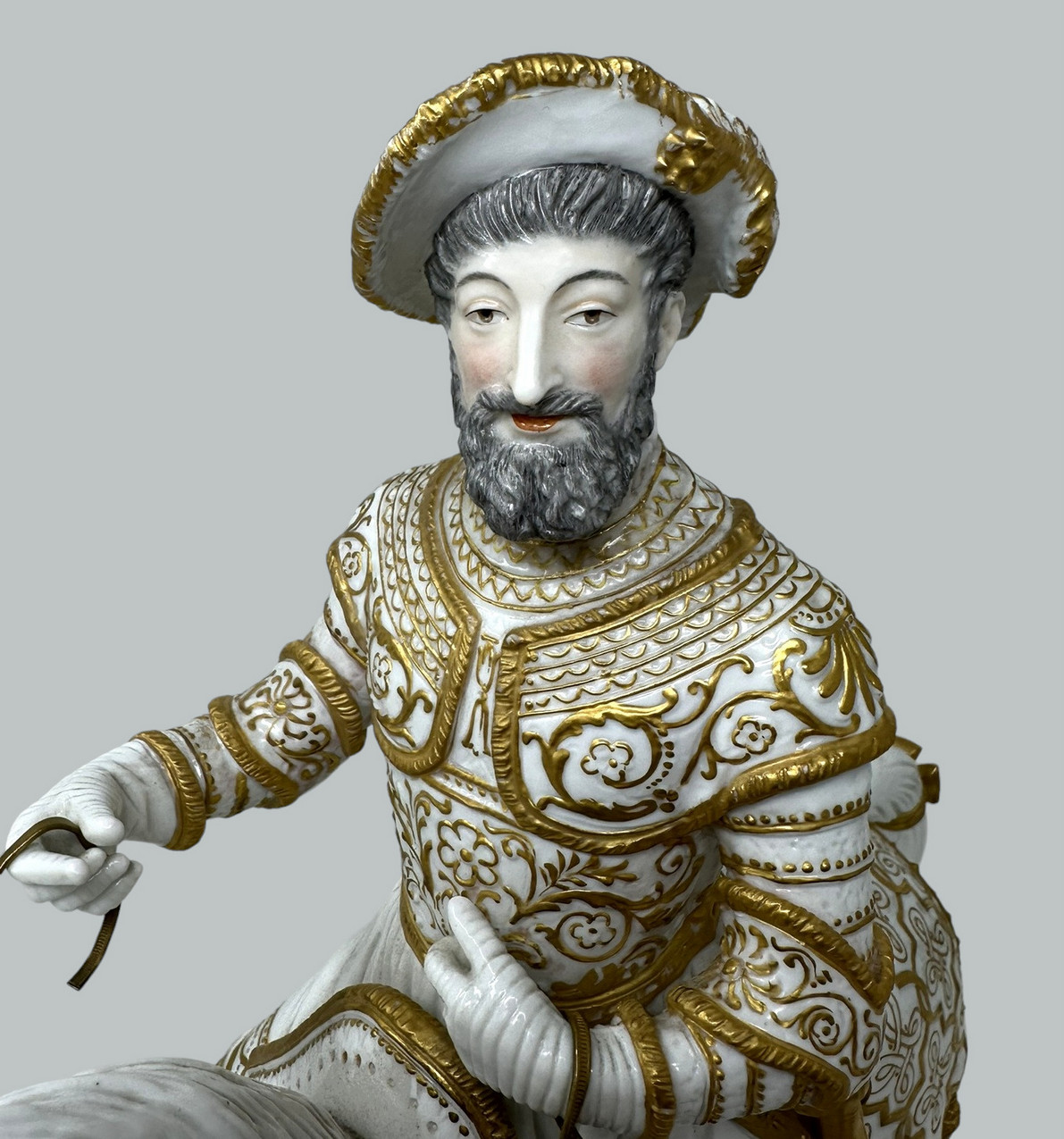 525. Antique Sevres Porcelain King Francois I Riding Horseback Sculpture Centerpiece - Image 5