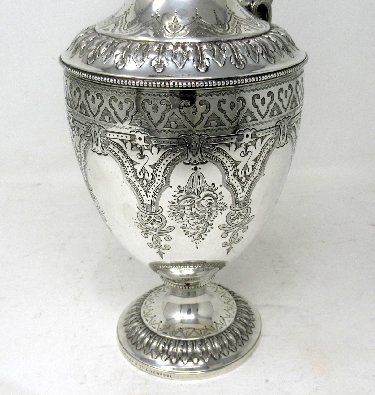 865. Antique Victorian English Sterling Silver Gilt Wine Ewer Claret Jug Pitcher 1872 - Image 11