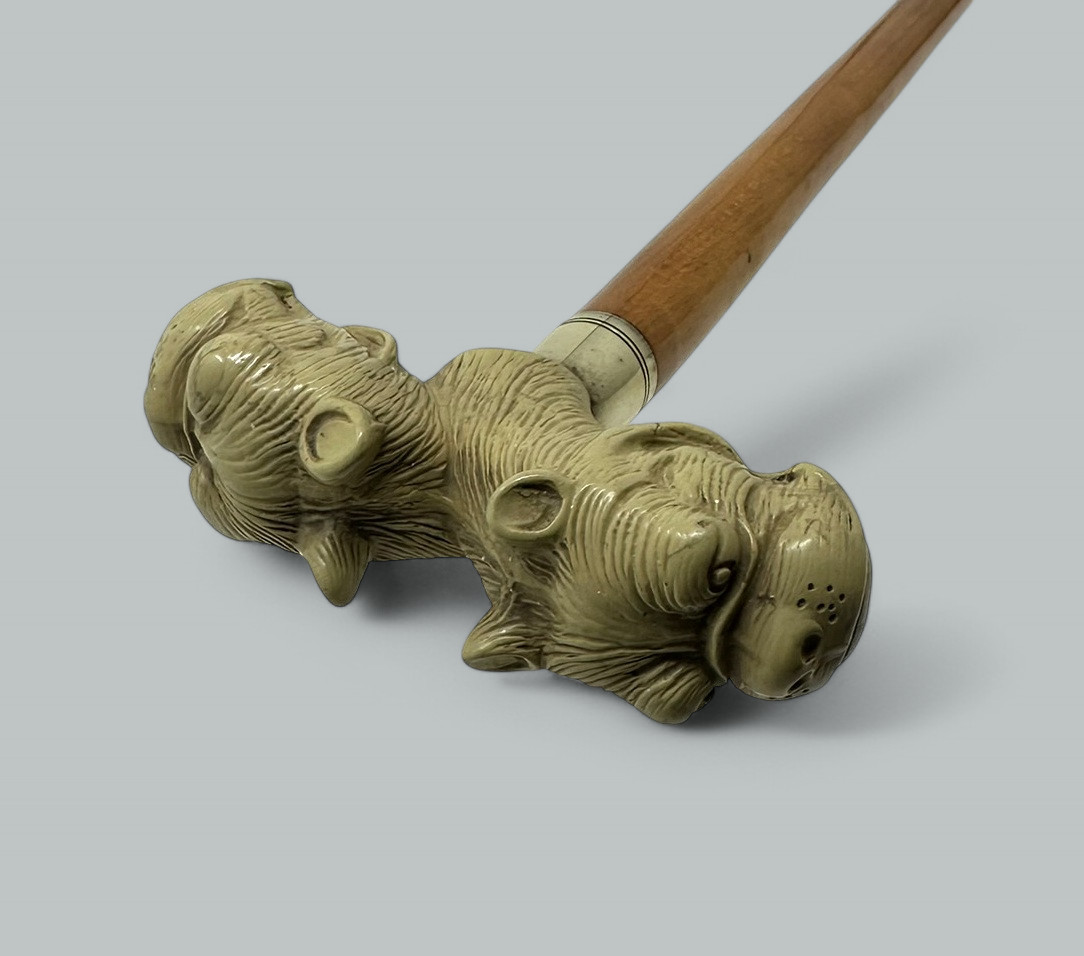 579. Antique Vintage Lady's Gentleman's Walking Dress Stick Cane English Bulldog 1900 - Image 8