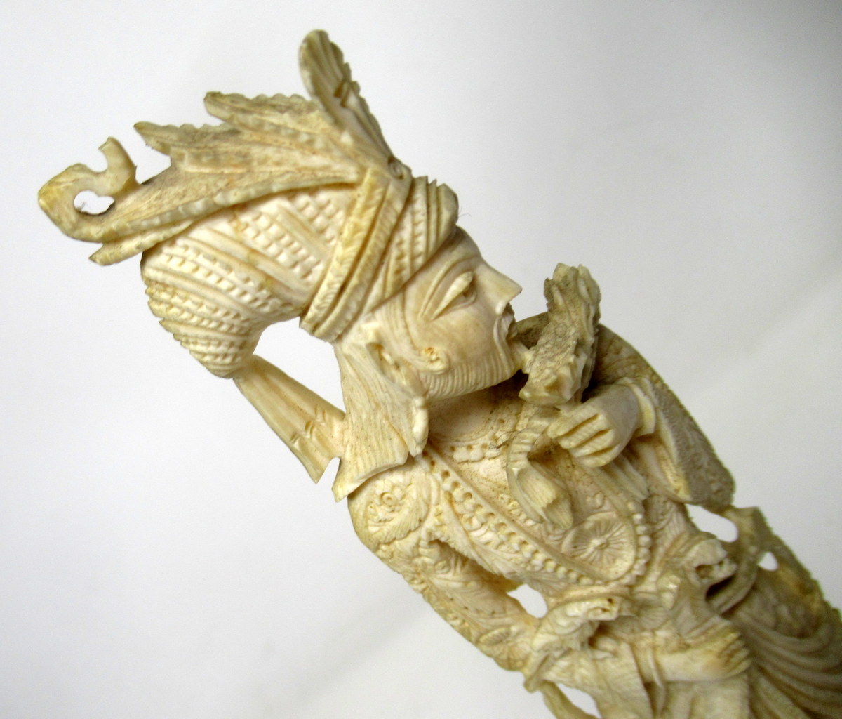 416. Antique Bone Figure of Indochina Male Dignitary Hardwood 19th Century Chinese - Image 11
