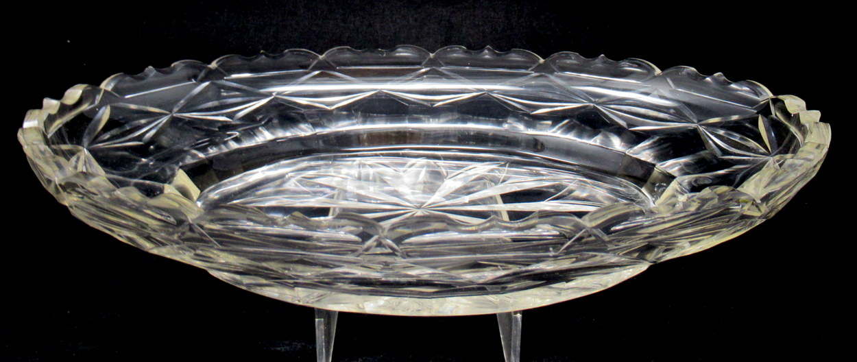 897. Rare Irish Hand Cut Crystal Fruit Bowl With Undertray Waterford or Belfast 1800 - Image 6