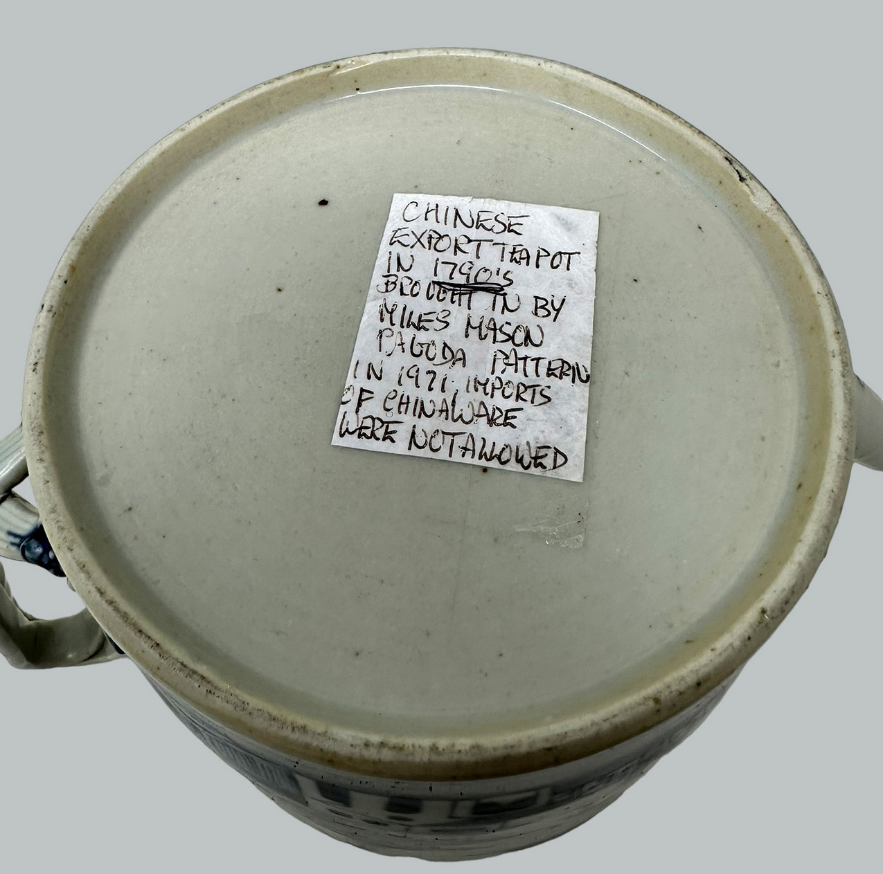 641. Antique Chinese Blue White Qing Dynasty Blue and White Teapot Important Provenance - Image 8