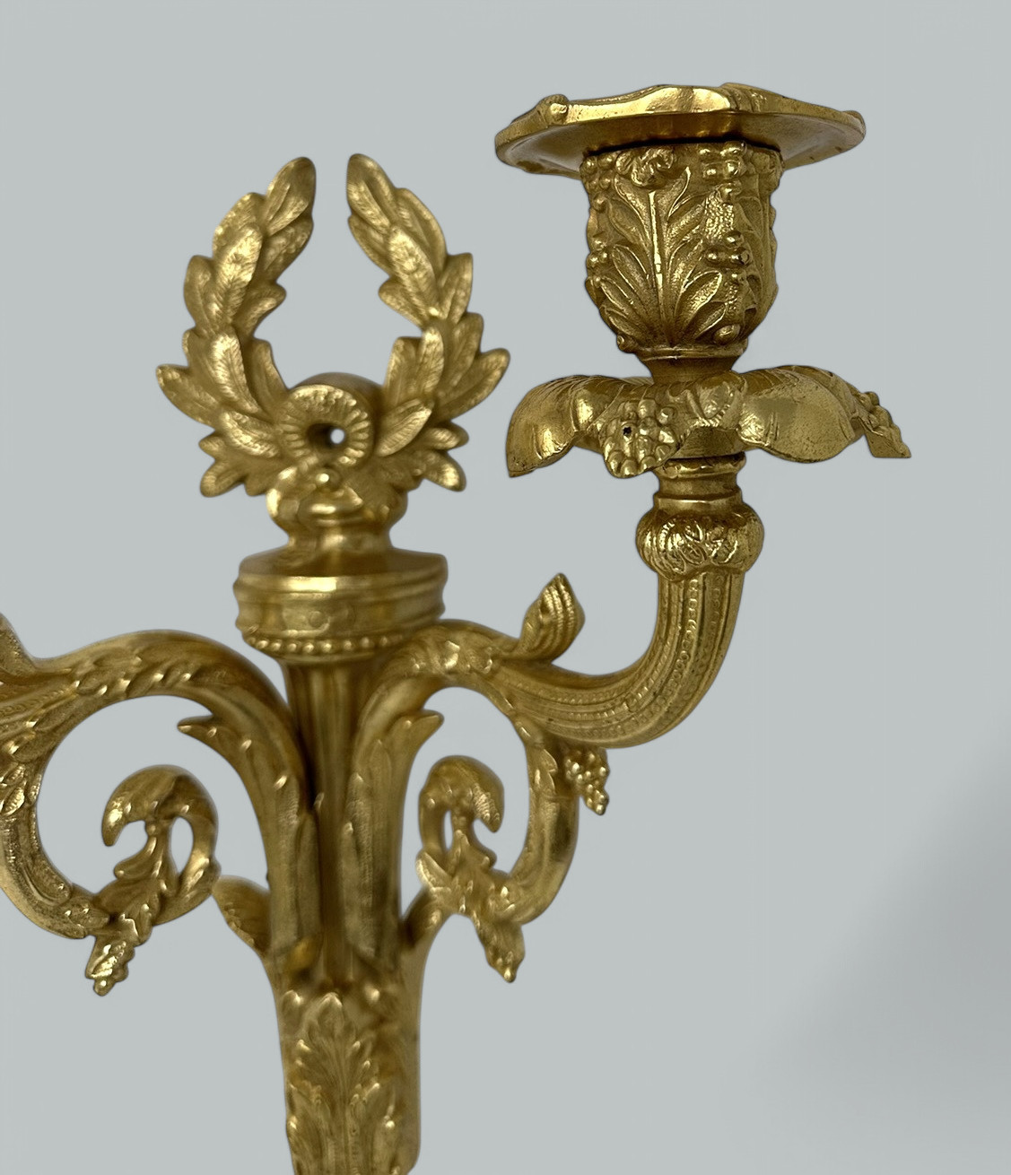 625. Antique Single Ormolu Gilt Bronze Twin Light Wall Candle Sconce Applique 19th Ct - Image 3