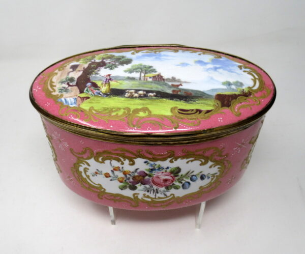 227. Antique South Staffordshire Battersea Enamel Georgian Table Box 19th Century