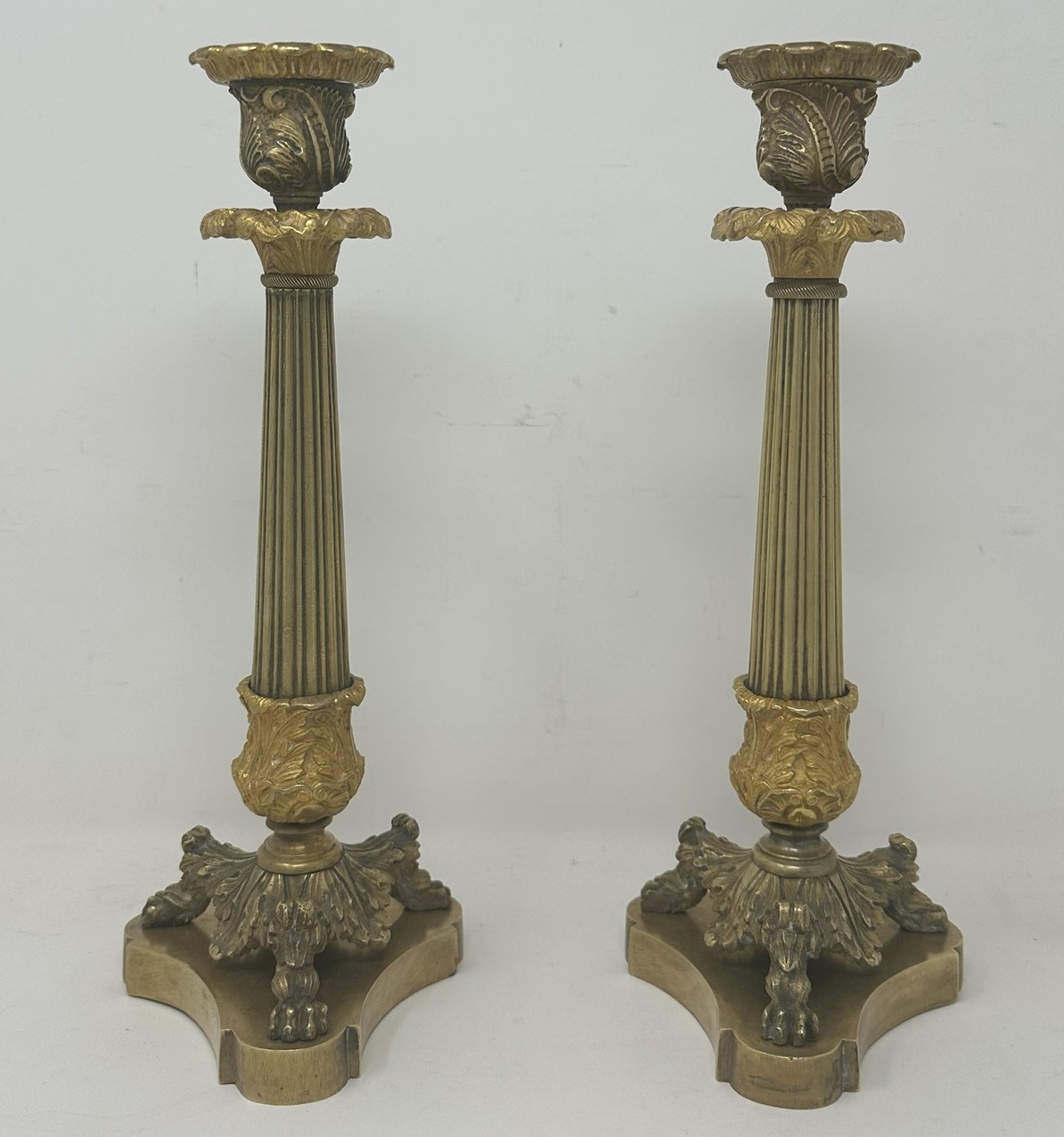 384. Antique Pair French Ormolu Bronze Dore Victorian Candlesticks Candelabra 19th Ct - Image 3