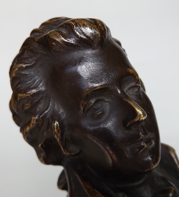 785. Fine Pair Grand Tour French Bronze Busts MOZART and BEETHOVEN Sienna Marble 19Ct - Image 8