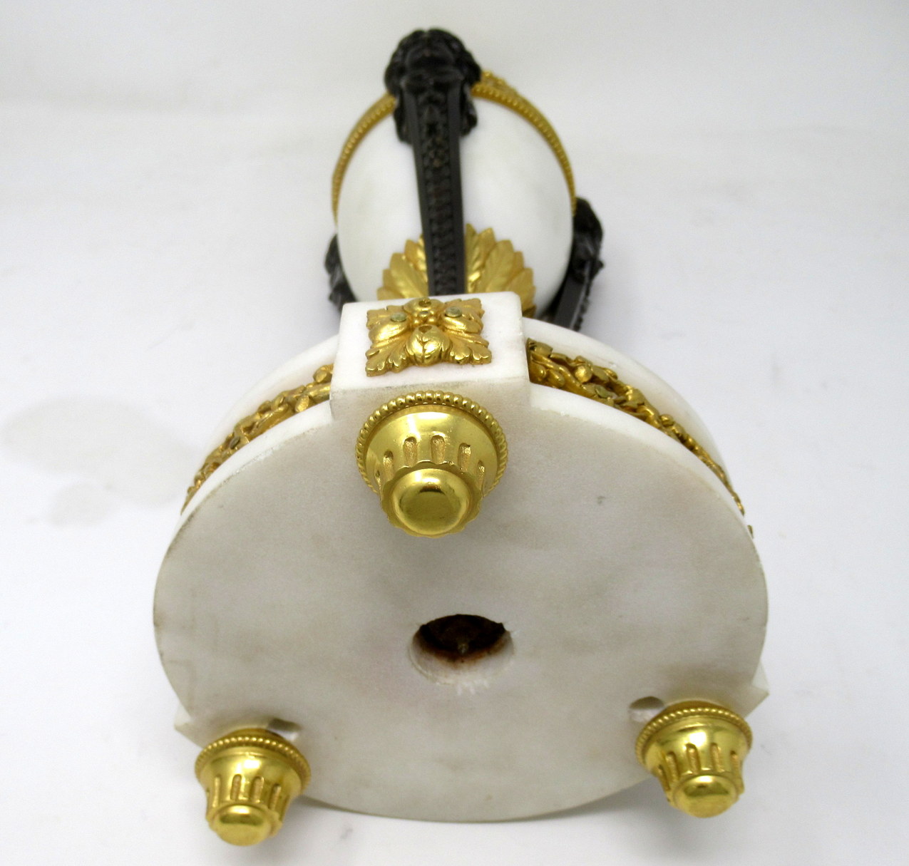 684. Antique Pair of French Ormolu Gilt Bronze White Cream Marble Urns Table Lamps - Image 13