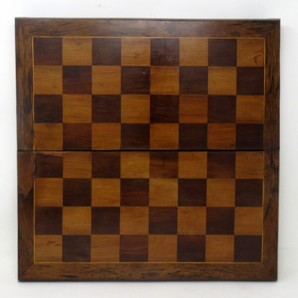 651. Irish Killarney Kerry Arbutus Wood Antique Chess Backgammon Games Board 19thCent