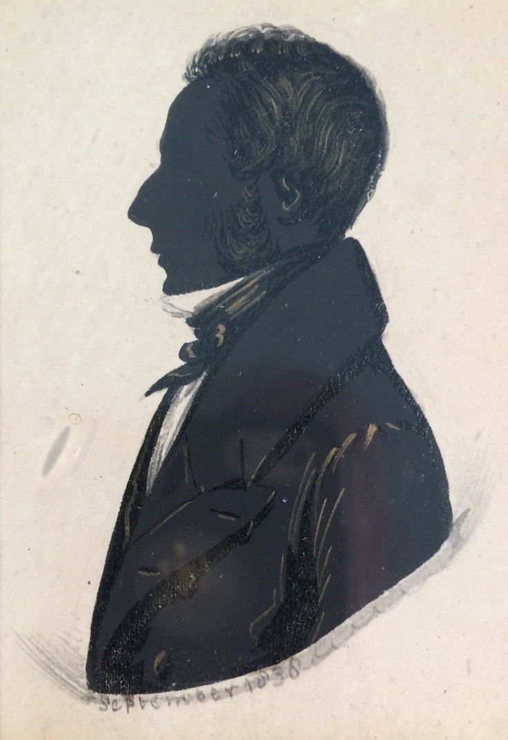 619. Pair Silhouettes Rosewood Frames 1838 Attributed to James Holmes - Image 8