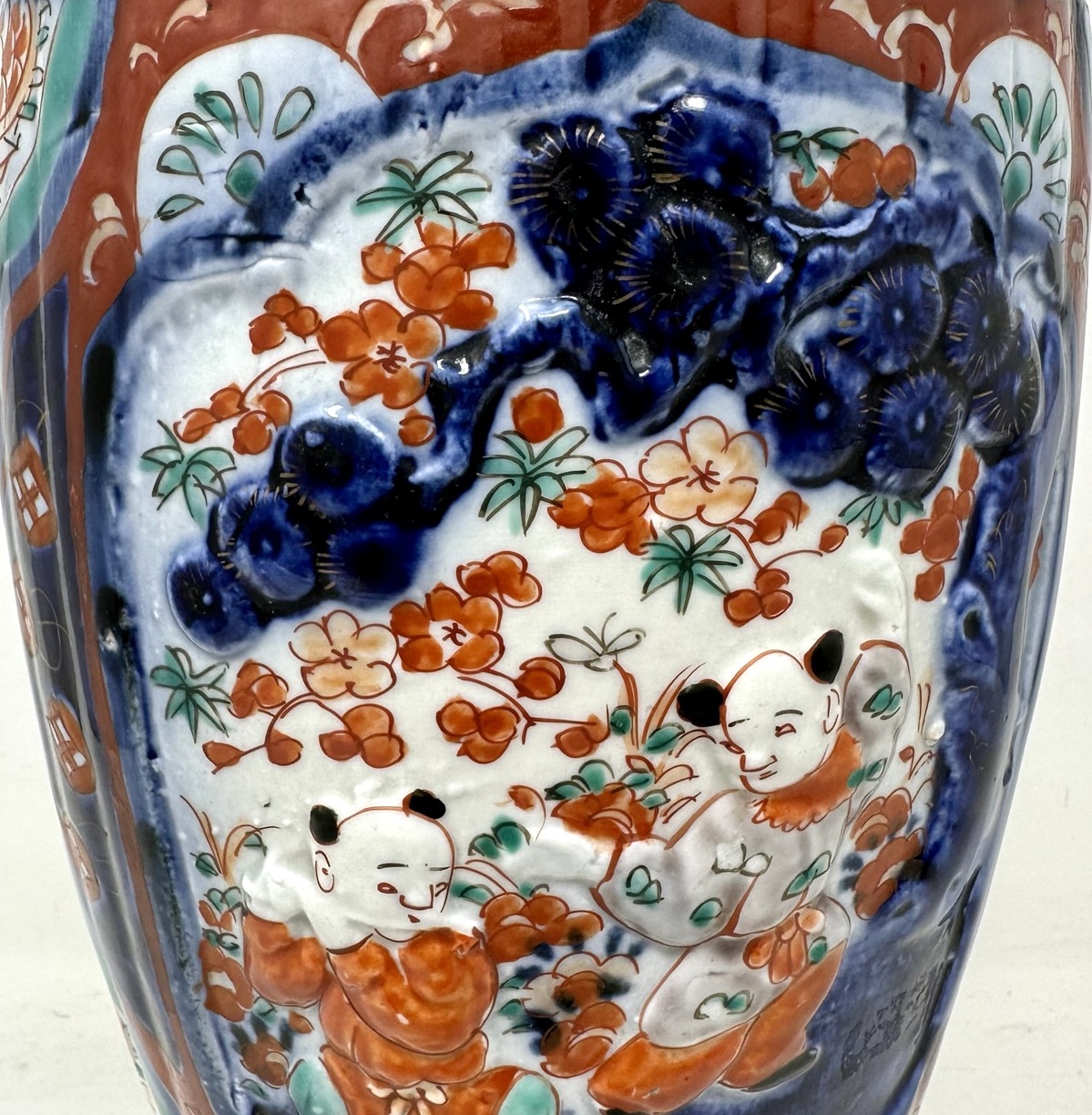 733. Antique Pair Japanese Chinese Imari Porcelain Ormolu Table Lamps Blue Red Gilt - Image 9