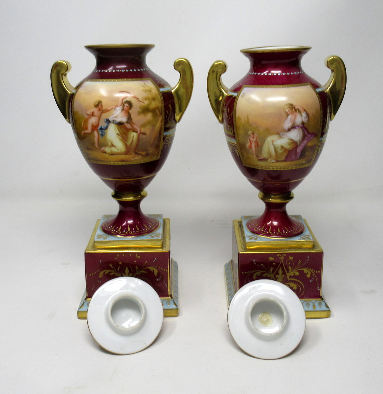 479. Fine Pair Austrian Royal Vienna Mythological Themed Hand Painted Vases 19th Ct - Image 9