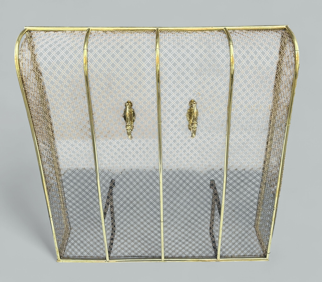 189. Antique English Country House Georgian Brass Fireplace Screen Surround Andrions - Image 2