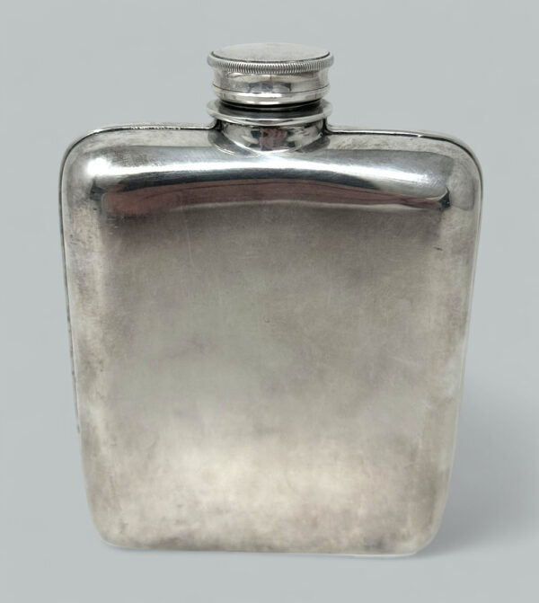 604. Antique English Electroplated Silver Plated Spirits Hip Flask James Dixon 1920s