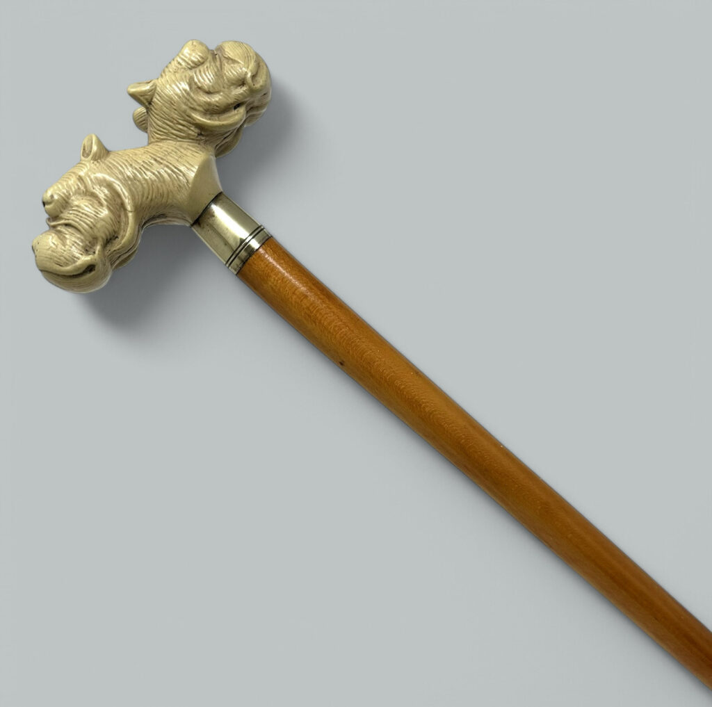 579. Antique Vintage Lady's Gentleman's Walking Dress Stick Cane English Bulldog 1900