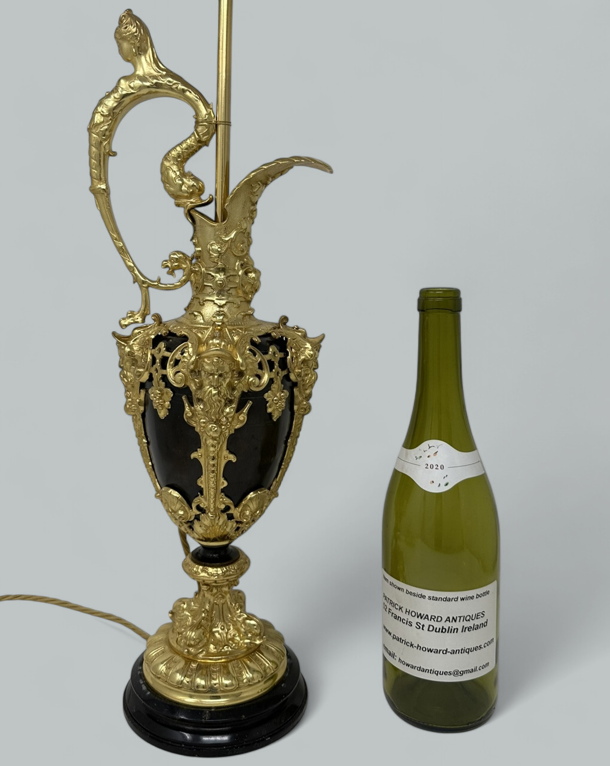 846. Antique French Bronze Ormolu Ewer Vase Electric Lamp Maner Claude Michel Clodion - Image 11