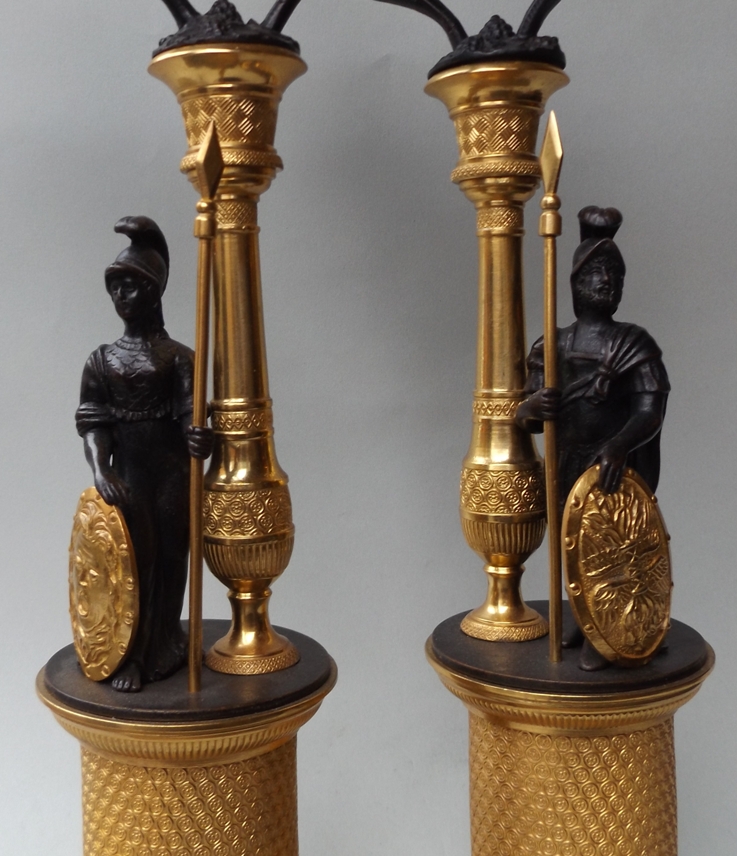 242. Stunning Pair Ormolu Bronze Candelabra Athena and Ares - Image 2