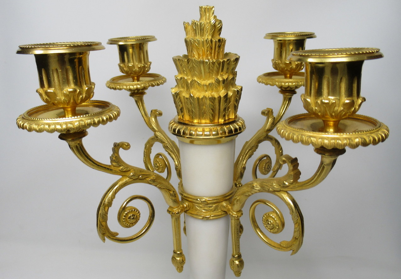 393. Stunning Pair Large Ormolu Marble Four Branch Candelabra Manner Pierre Gouthiere 19thCt - Image 7