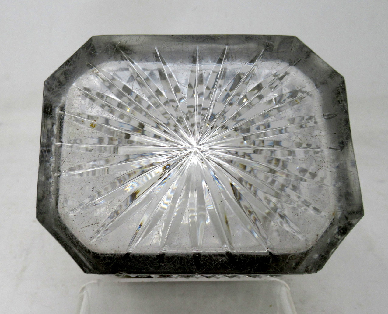 740. Antique Irish Georgian Hand Cut Crystal Sterling Silver Tea Caddy George III - Image 10