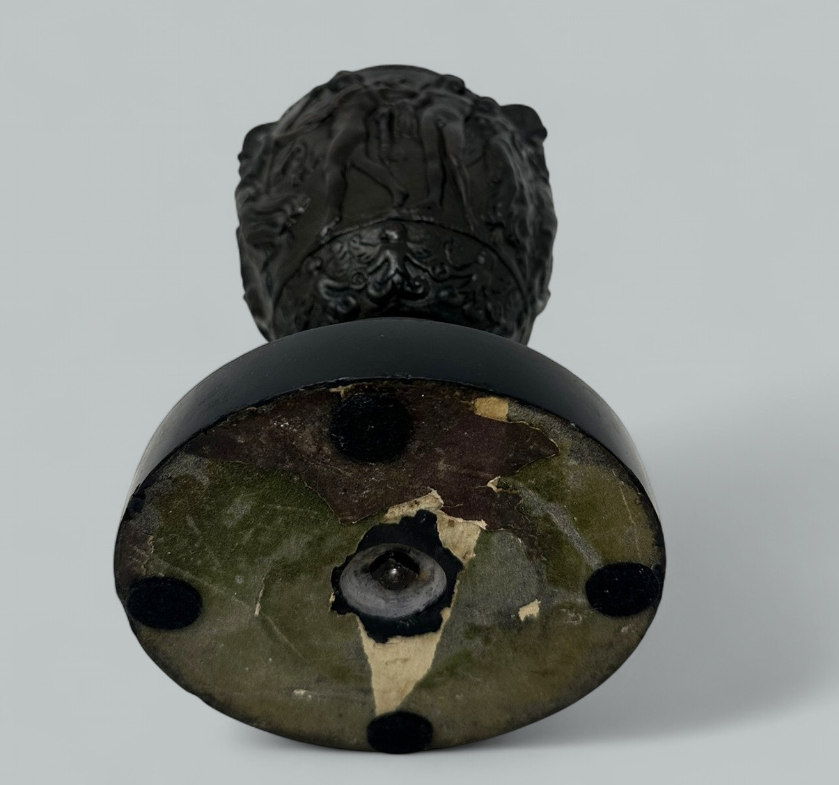 489. Antique Pair French Roman Bronze Townley Urns Vases Black Marble Grand Tour 19Ct - Image 9