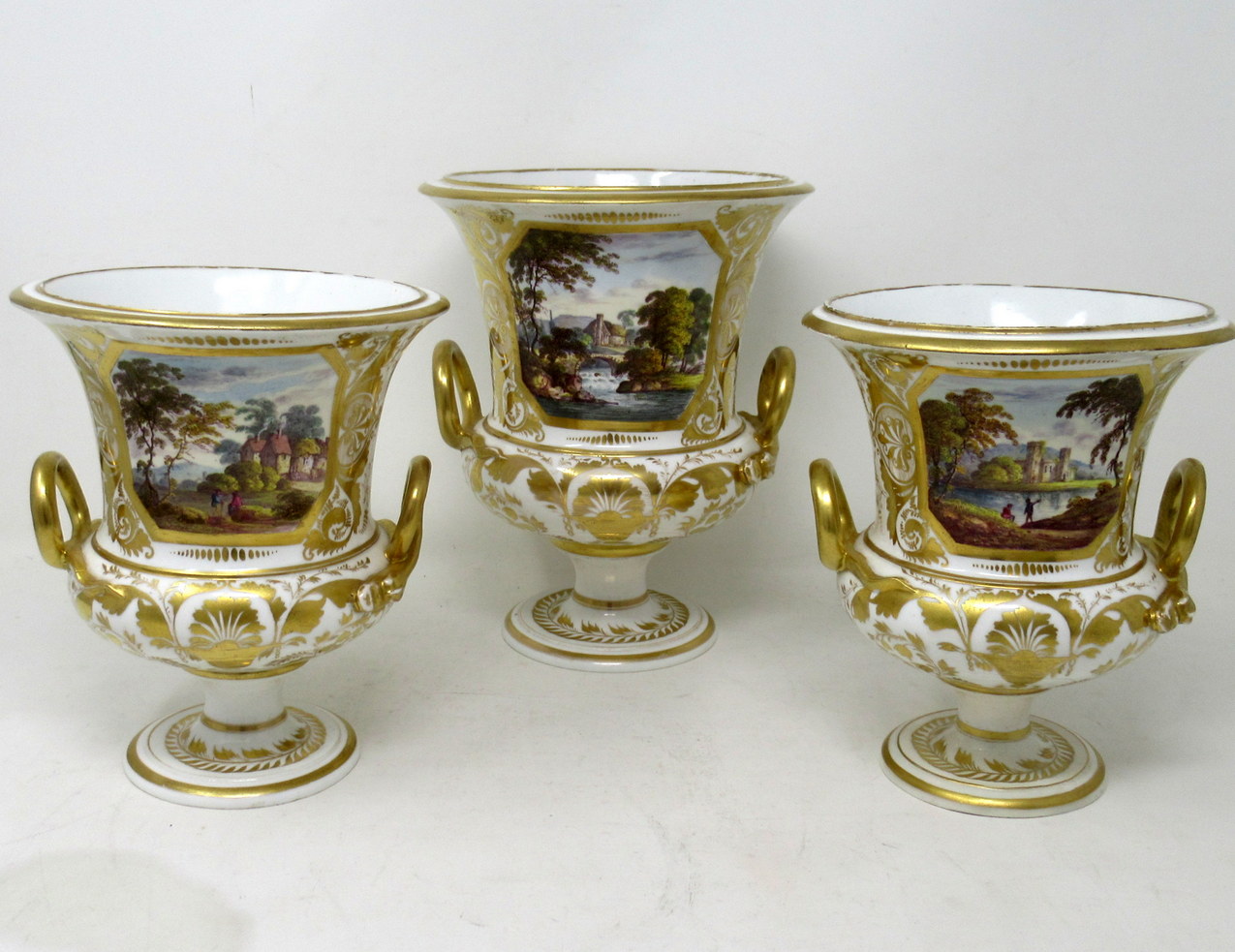 362. Pair Regency Crown Derby Campana Porcelain Urns Vases Garniture Robert Brewer - Image 2