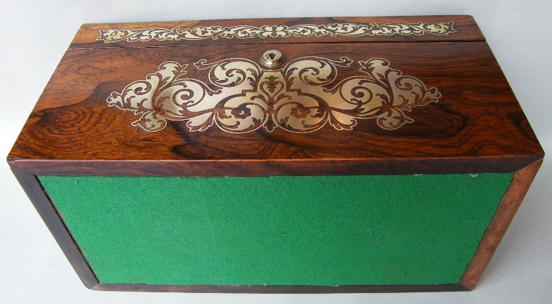 139. Superb Regency Brass Inlaid Rosewood Tea Caddy - Image 7