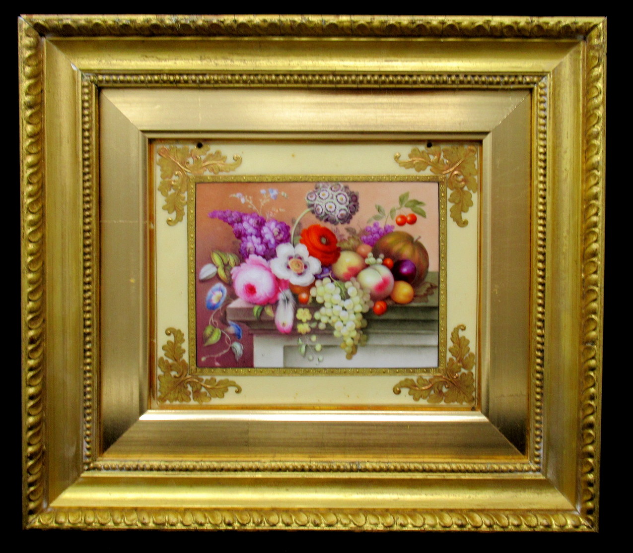 751. Antique Porcelain Plaque Still Life Fruit Flowers Thomas Steele Derby Minton - Image 3