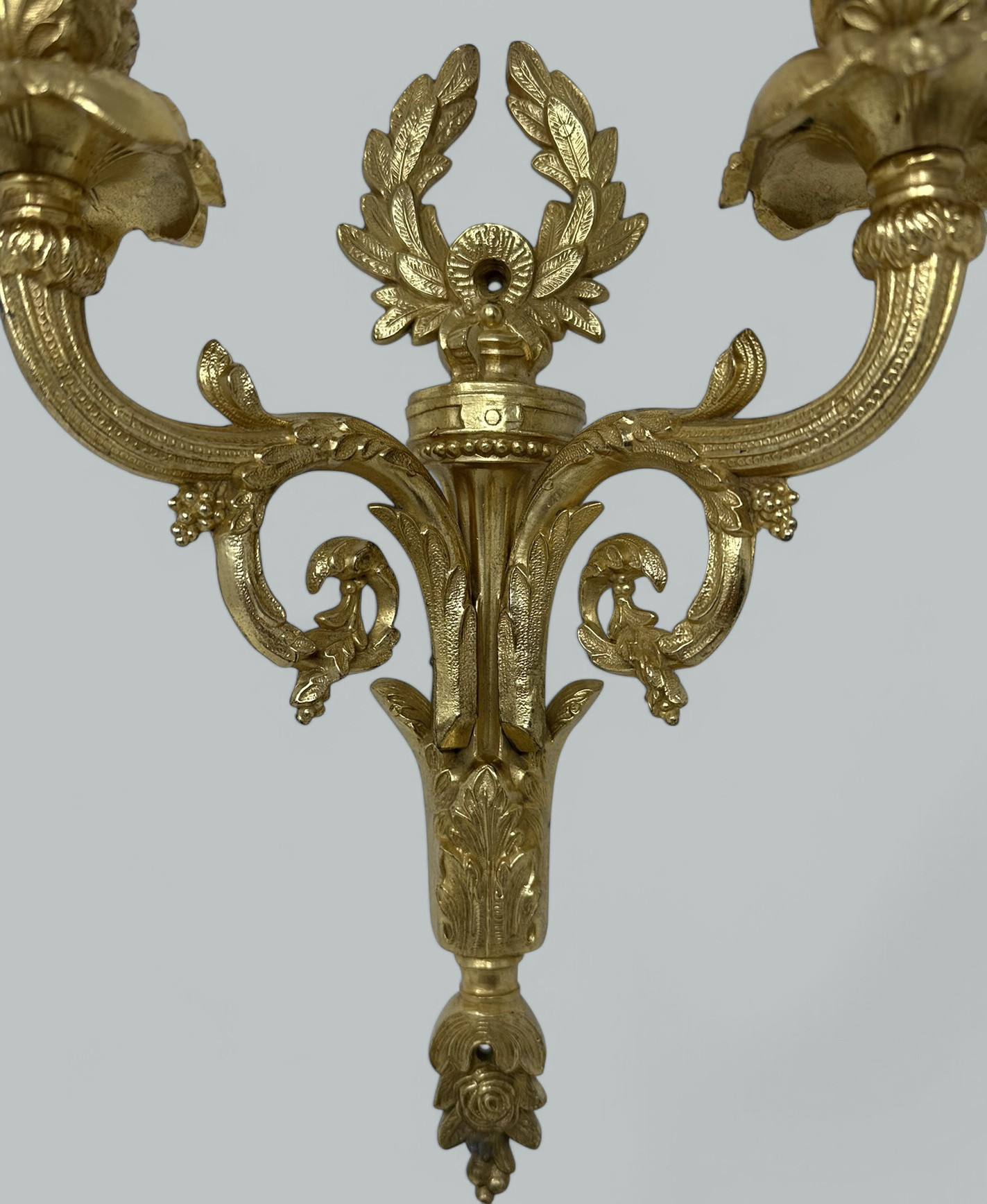 625. Antique Single Ormolu Gilt Bronze Twin Light Wall Candle Sconce Applique 19th Ct - Image 5