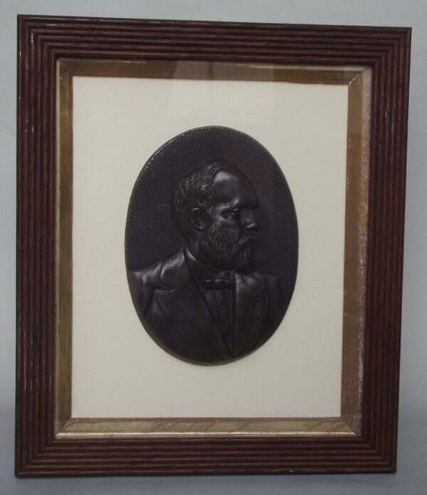 945. Lames Abram Garfield 1831-1881 Bronze Portrait Plaque 19thCt