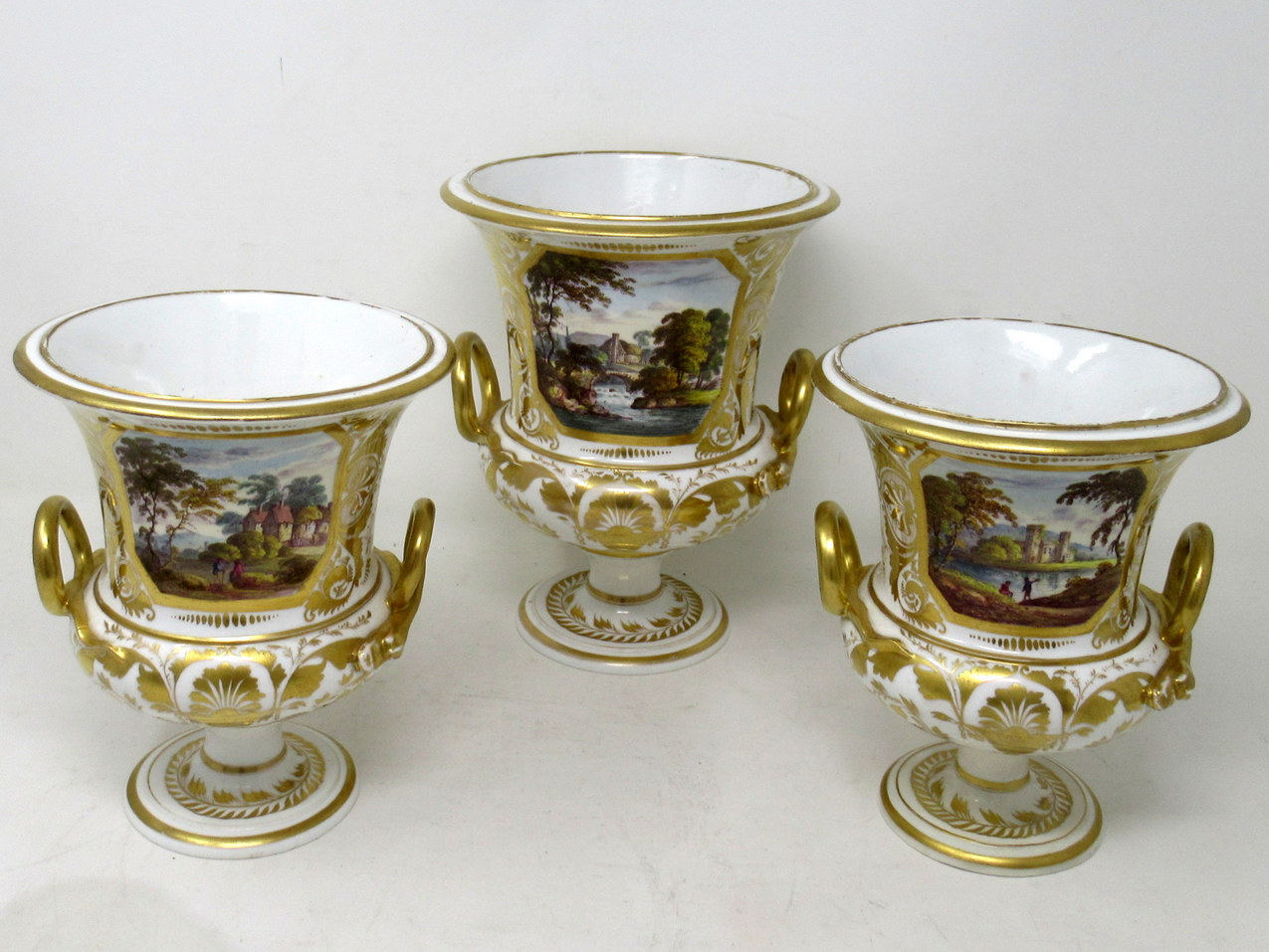 362. Pair Regency Crown Derby Campana Porcelain Urns Vases Garniture Robert Brewer - Image 4
