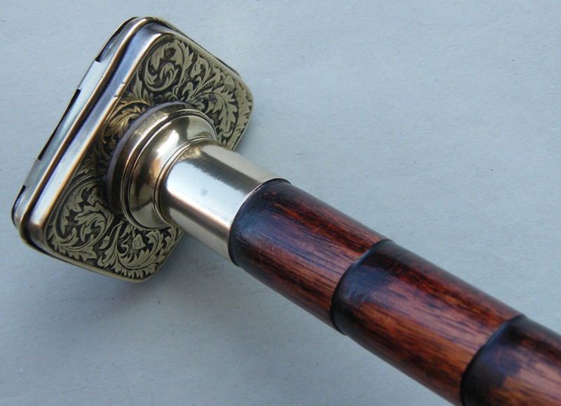 910. Rare Bamboo Walking Stick Brass Coin Holder 19th Ct - Image 3