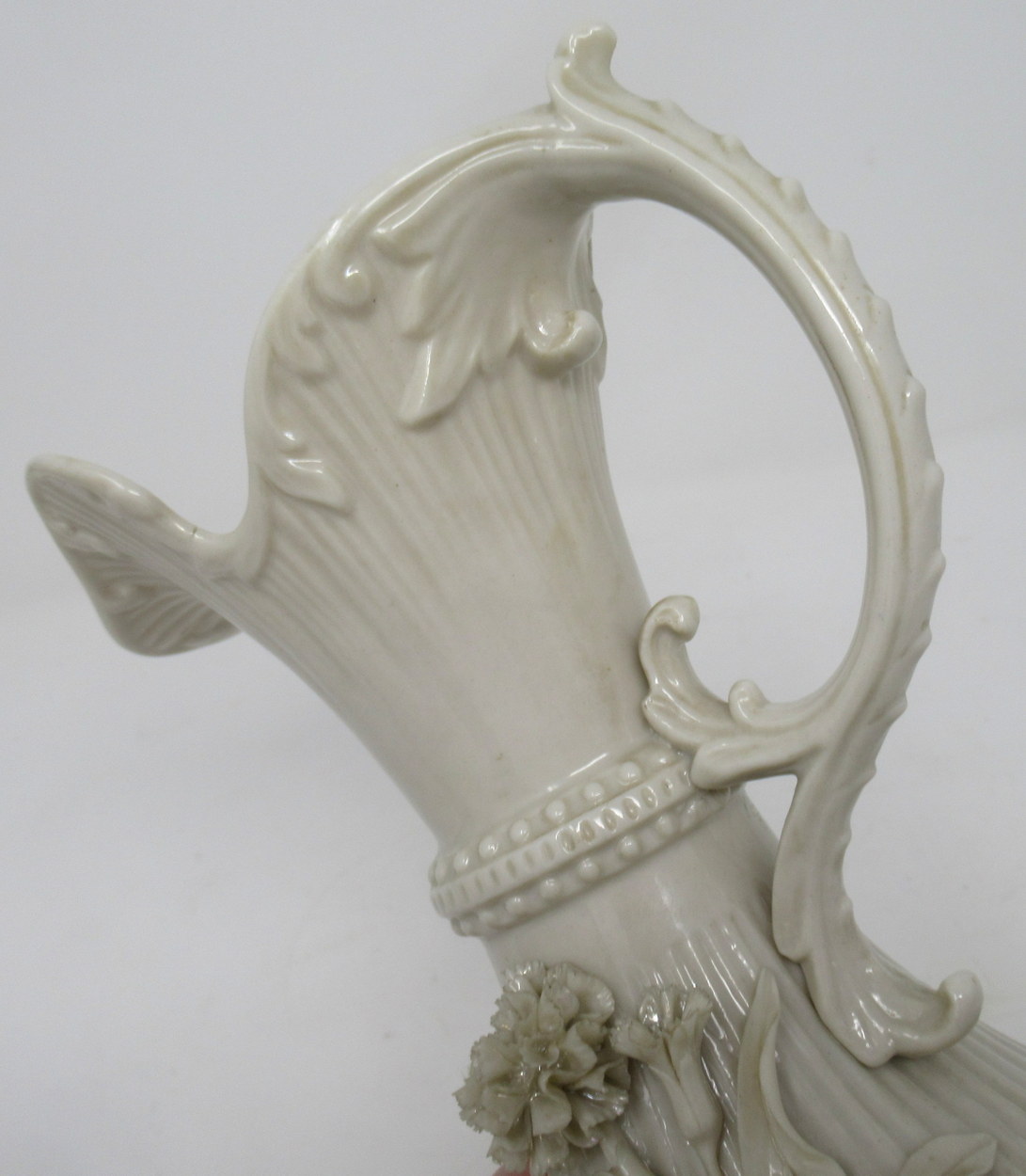 267. Irish Belleek Porcelain Pair Aberdeen Ewers Second Period Black Mark 1891-1926 - Image 7