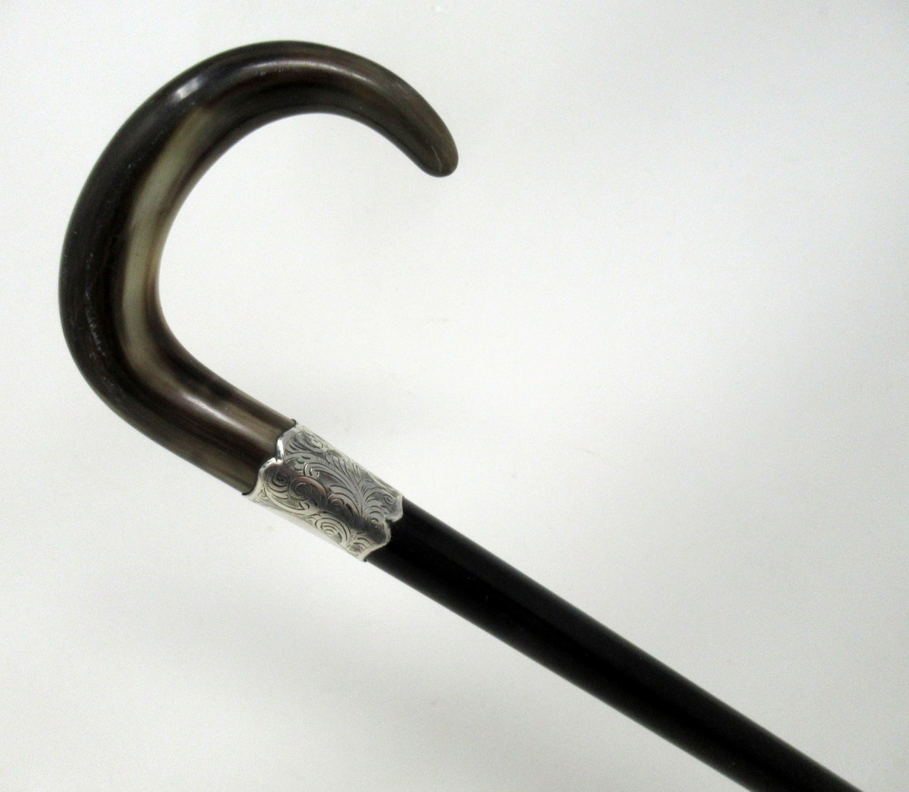 265. Antique Ebony Wooden Sterling Silver Lady's Gentleman's Walking Stick Hallmark London 1924 - Image 5