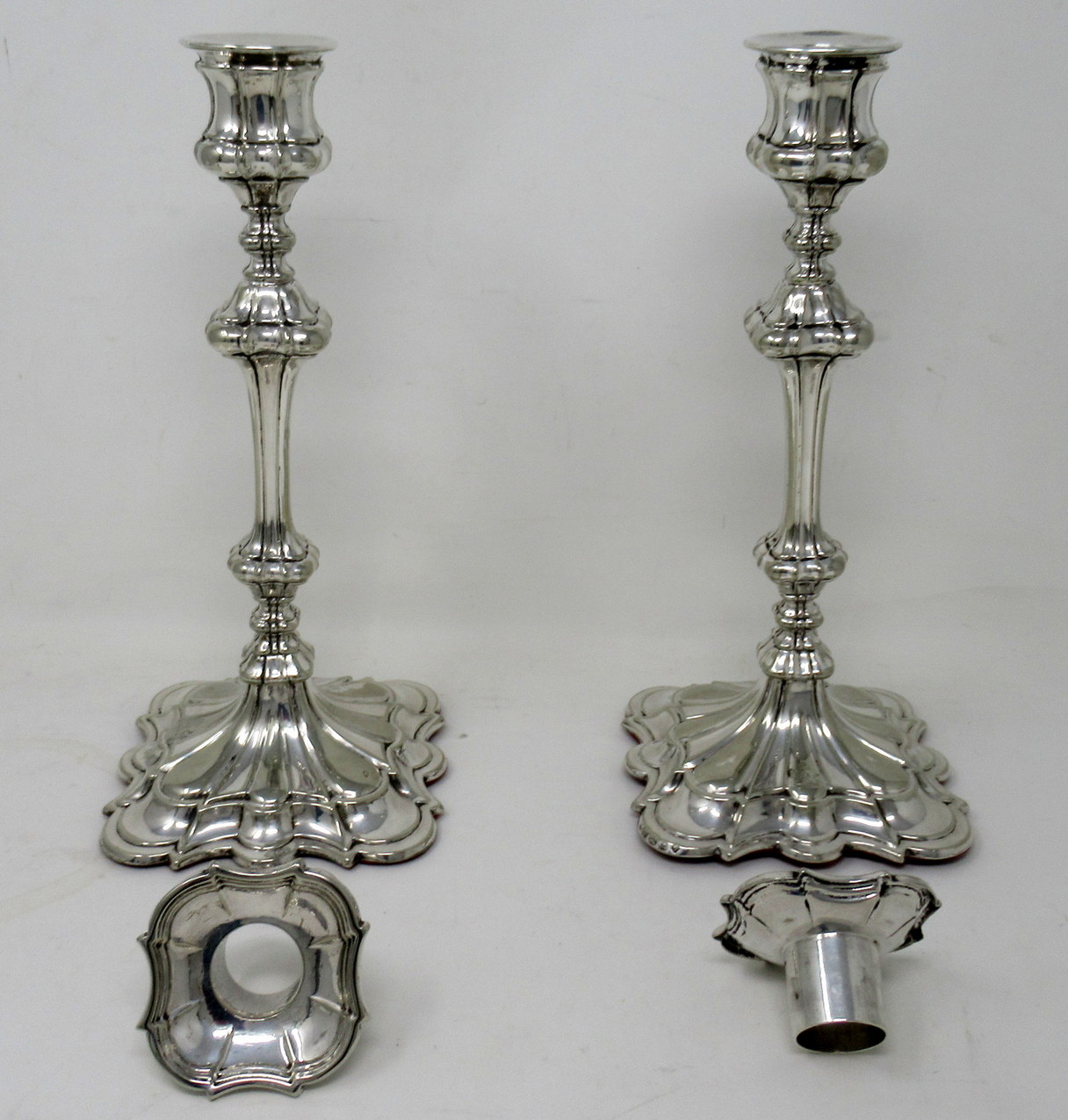 358. Antique Set Four English Sterling Silverplated Candlesticks Elkington Co 1854 - Image 5