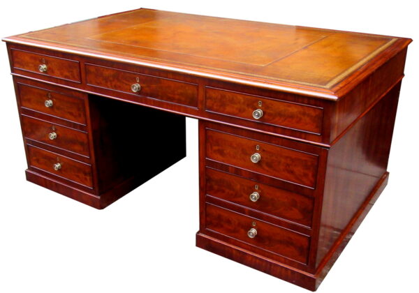 518. Superb Large Flame Mahogany Georgian Partners Pedestal Desk early 19thCt