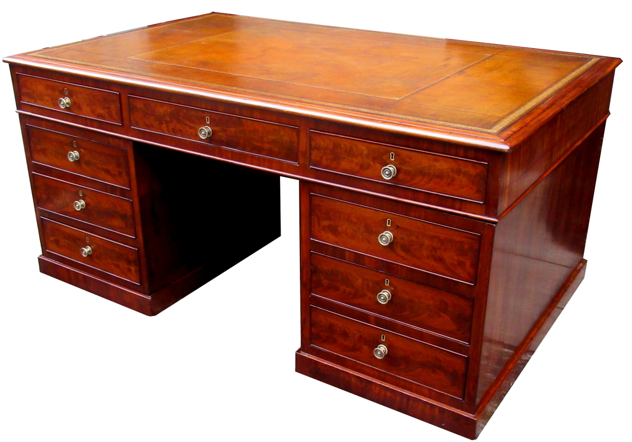 518. Superb Large Flame Mahogany Georgian Partners Pedestal Desk early 19thCt