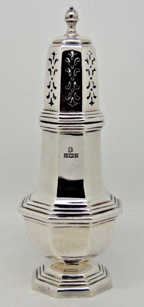 895. Large Sterling Silver Sugar Caster AL Davenport 7.3ozs. Birmingham 1954
