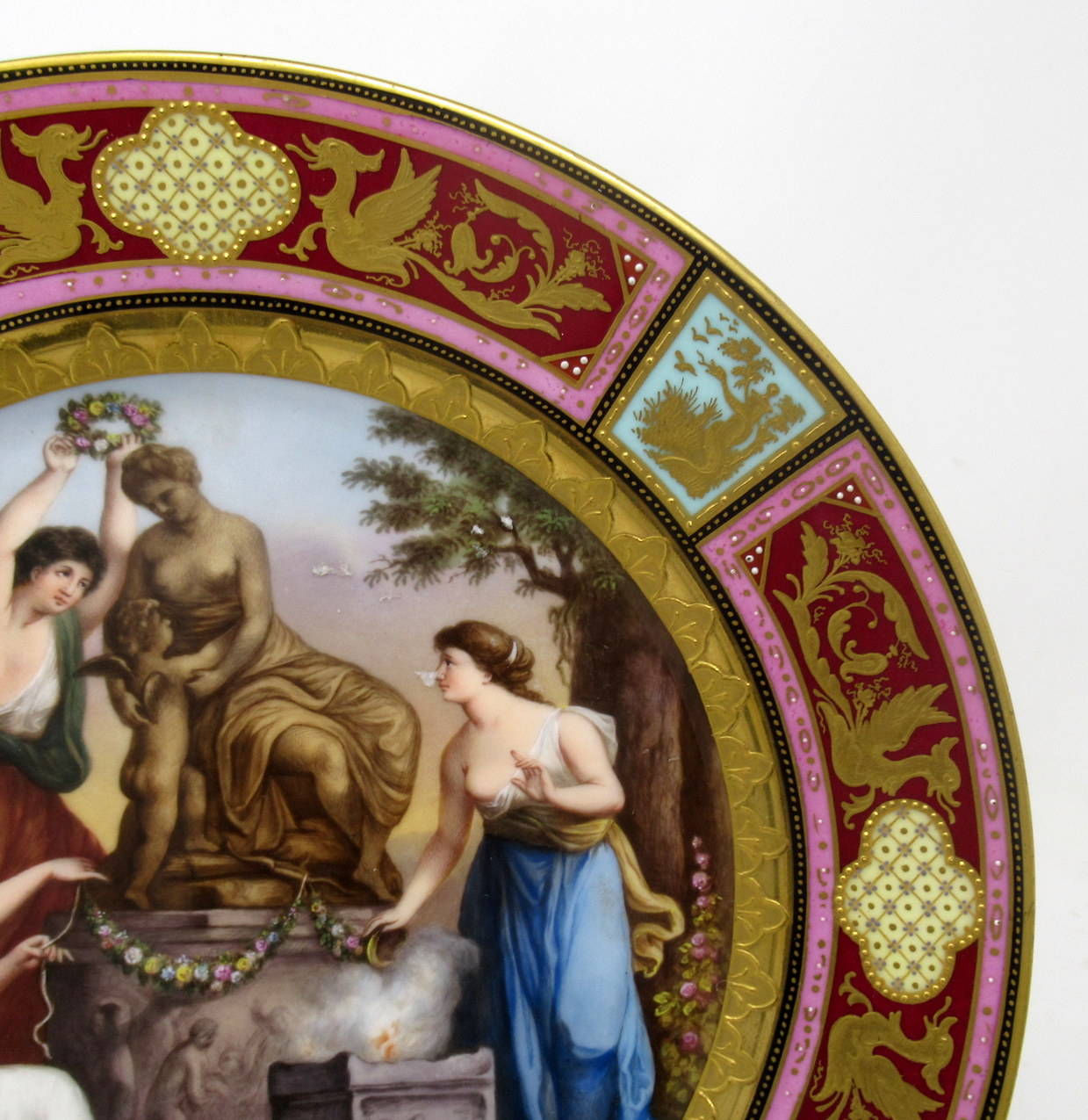 965. Austrian Royal Vienna Angelica Kauffman Porcelain Hand Painted Cabinet Plate 19C - Image 4