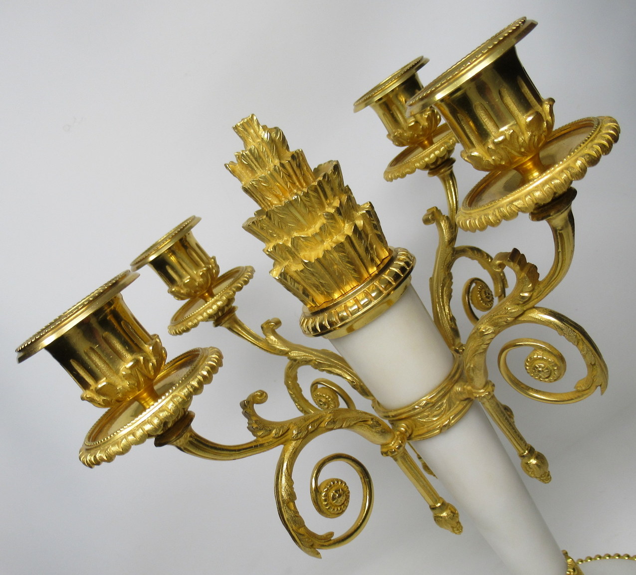 393. Stunning Pair Large Ormolu Marble Four Branch Candelabra Manner Pierre Gouthiere 19thCt - Image 9