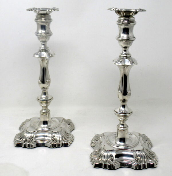 956. Antique Pair English Sterling Silver Candlesticks Candelabra William Hutton 1905