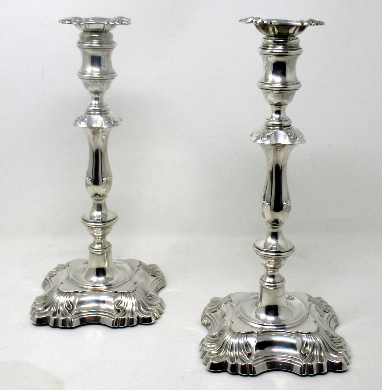 956. Antique Pair English Sterling Silver Candlesticks Candelabra William Hutton 1905
