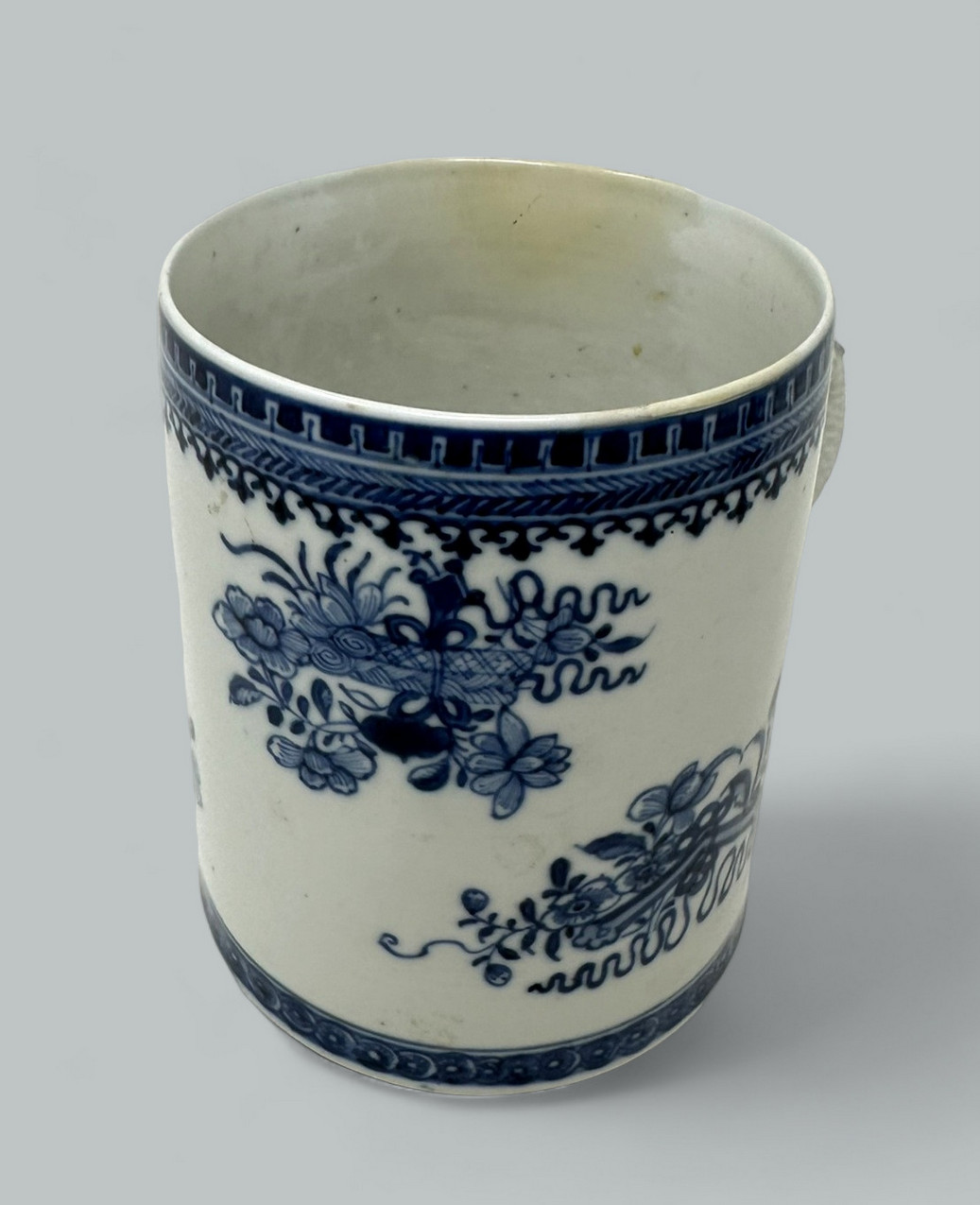 771. Antique Chinese Export Blue White Qing Dynasty Beer Tankard Childs Mug 18th Cent - Image 5