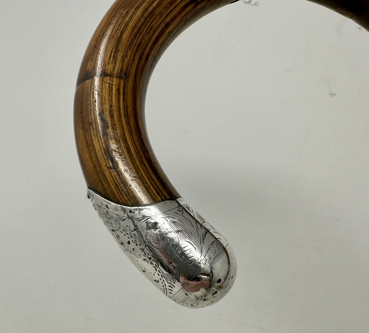 325. Antique Vintage Lady's Gentleman's Walking Stick Sterling Silver Crook Handle - Image 5